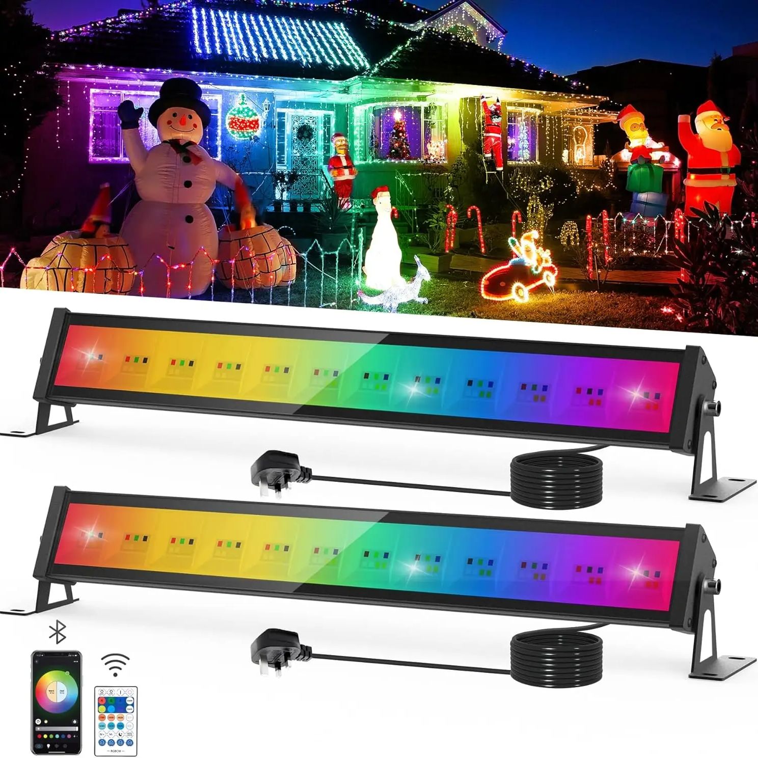 Smart Garden Uk - リモコン付きRGB LEDフラッドライト,インテリジェントな色変更,ガーデンスポットライト,ip65,屋外,ステージライト,50W