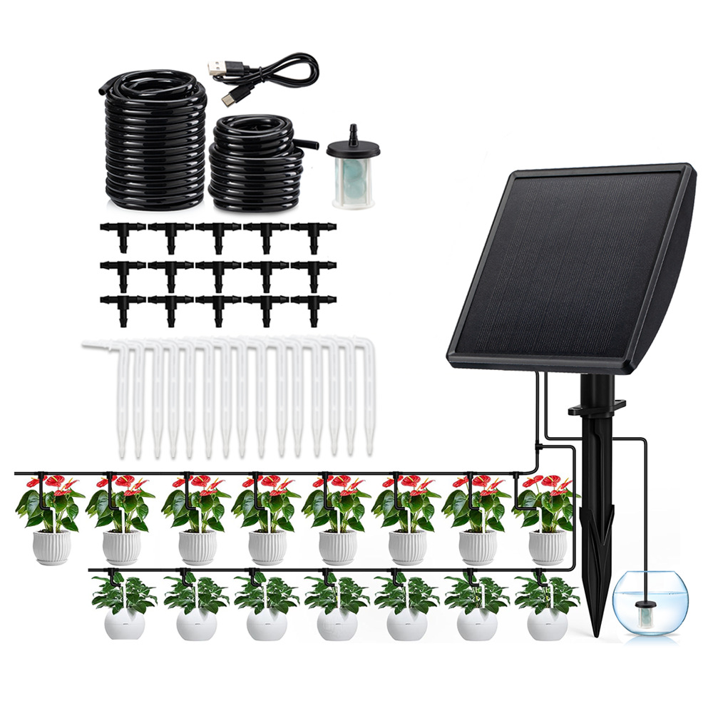 Smart Garden Watering System - ソーラー自動点滴灌漑ポンプ スマート散水システム（庭、バルコニー、鉢植え植物用）