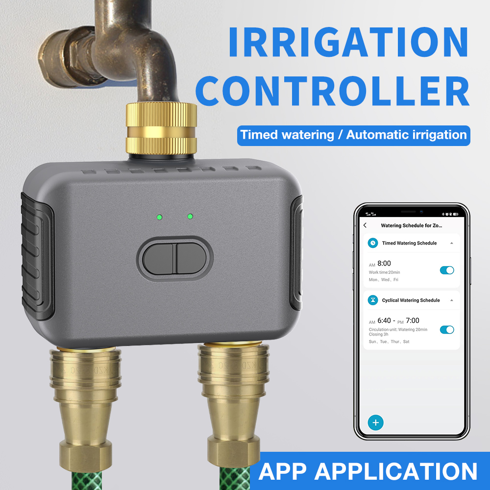 Smart Garden Watering System - Tuya 2 ゾーン散水タイマー庭自動灌漑コントローラー散水システム点滴スプリンクラースマートライフ Alexa Google ホーム