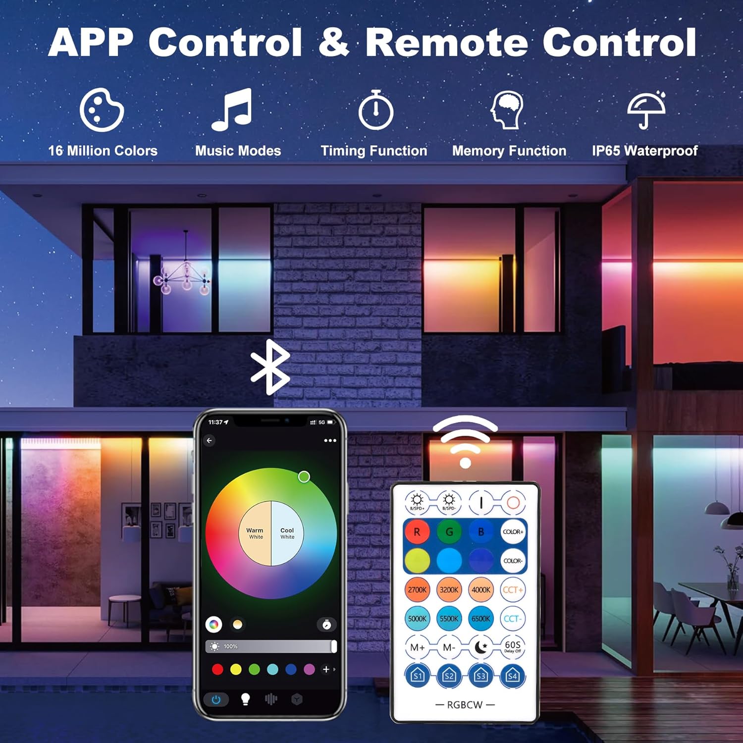 リモコン付きRGB LEDフラッドライト,インテリジェントな - Smart Garden Uk のレビューと価格