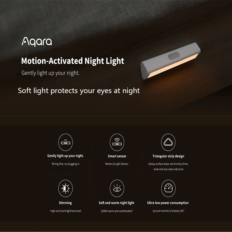 Aqara-誘導LEDナイトライト,人体センサー,スマートホ - Smart Garden Xiaomi のレビューと価格