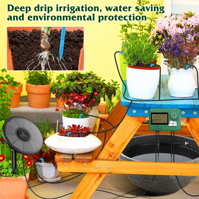 ソーラー灌漑装置 温室灌漑 点滴灌漑キット 15Mホース付き - Smart Garden Watering System のレビューと価格
