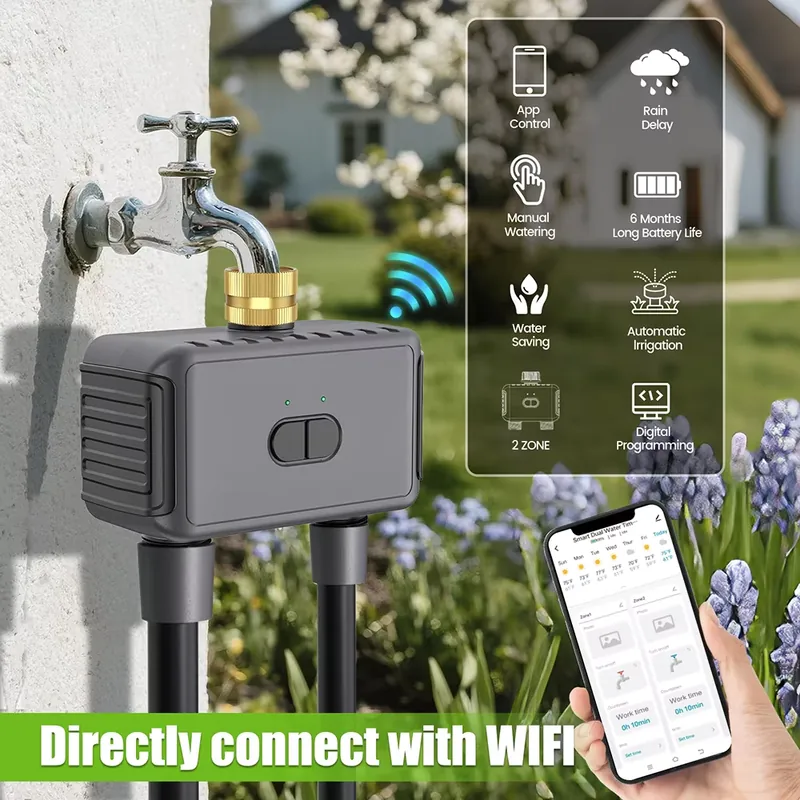 WAP01 WiFiアプリ制御 デュアルホース水タイマー ス - Smart Garden Watering System のレビューと価格